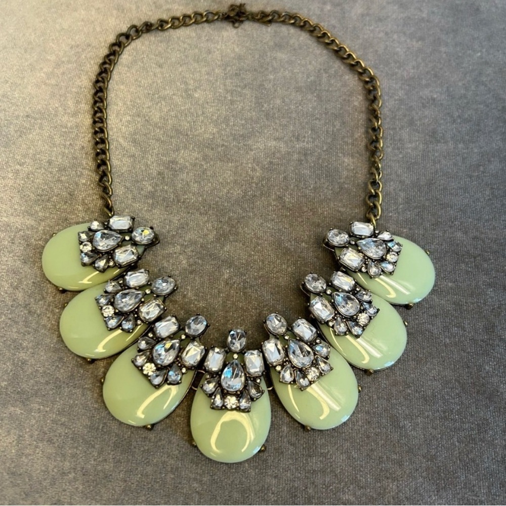 Baublebar statement necklace, costume jewelry, mint green discs